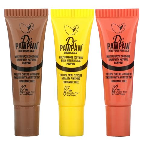 Dr Pawpaw Mini Nude Collection Multipurpose Balms Rich Mocha Original Peach Pink Pack