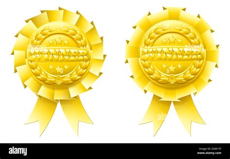 Gold Winner Rosettes With The Word Winner In The Centre And Winners
