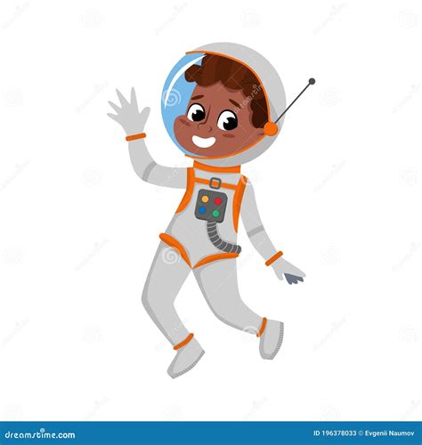Child Astronaut Character In Outer Space Suit Showing Thumbs Up Boy