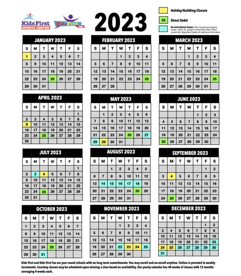 2023 Year Round Calendar Kids First Too Where Kids Love To Learn