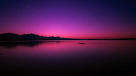3840x2160 Resolution Pink Purple Sunset Near Lake 4k Wallpaper