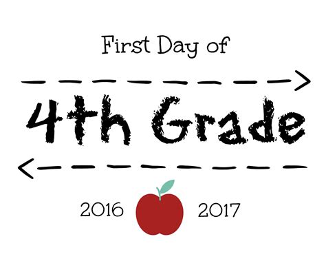 First Day Of Fourth Grade Free Printable
