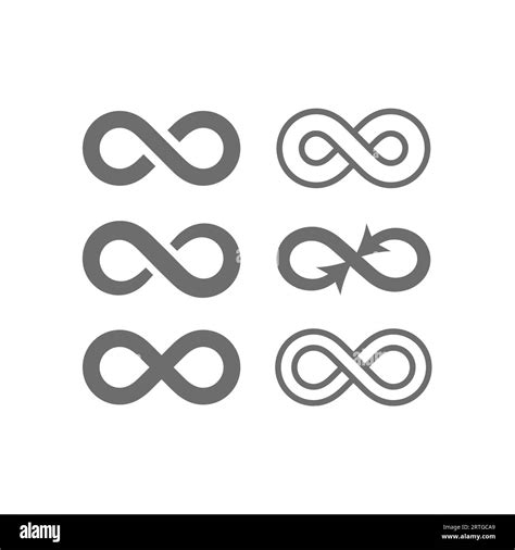 Infinity Sign Outline And Filled Vector Icon Set Loop With Arrows