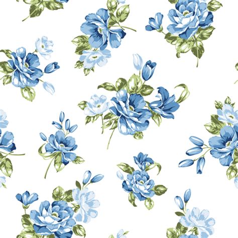 Blue Flowers Seamless Pattern Vector Free Download