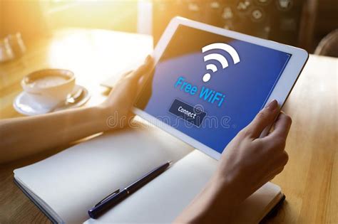 Free Wifi Connection On Device Screen Internet And Wireless Technology