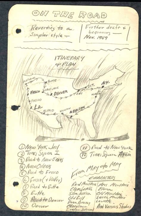 Jack Kerouacs Hand Drawn Hitchhiking Map For On The Road Beat