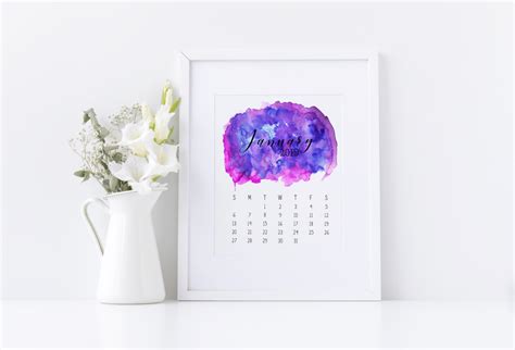 Free 2019 Watercolor Calendar Watercolor Calendar Watercolor Iphone