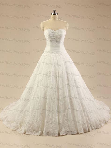 Vintage High Quality A Line Wedding Dress Whiteivory Sweep Train Women