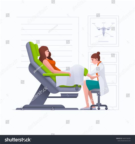 Gynecologist Examined By Patient Who Sitting Stock Vector Royalty Free
