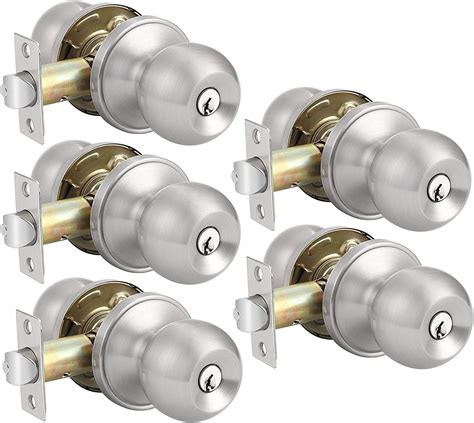 Probrico 5 Pack Entry Door Knob With Key Stainless Steel Exterior Door