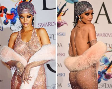 Rihanna Leaves NOTHING To The Imagination In Racy Sheer Embellished Halter Dress
