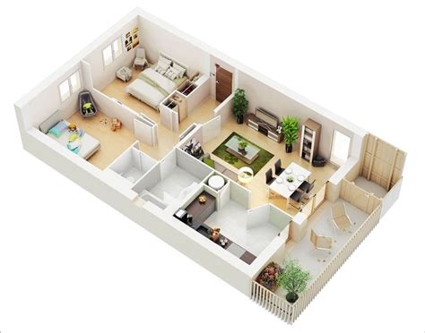 10 Awesome Two Bedroom Apartment 3d Floor Plans Two Bedroom House