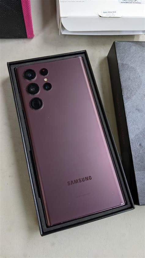 Samsung Galaxy S22 Ultra T Mobile Burgundy 256gb 12gb Sm S908u