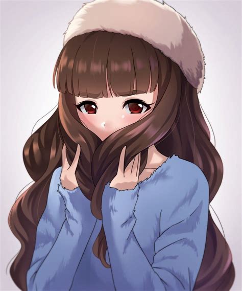 1girl artist request bangs blush brown hair collarbone covering mouth hat idolmaster idolmaster