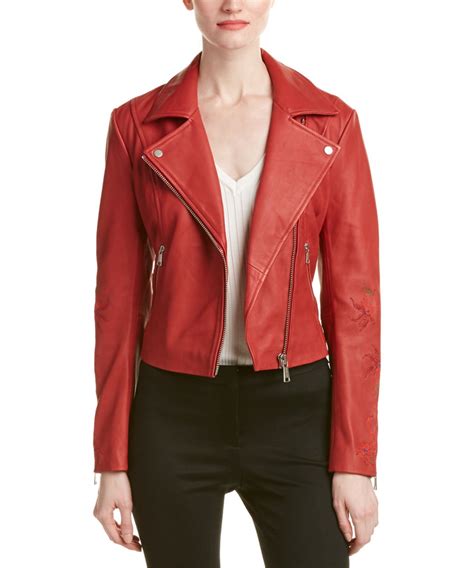 Andrew Marc Scarlett Leather Jacket In Red Modesens