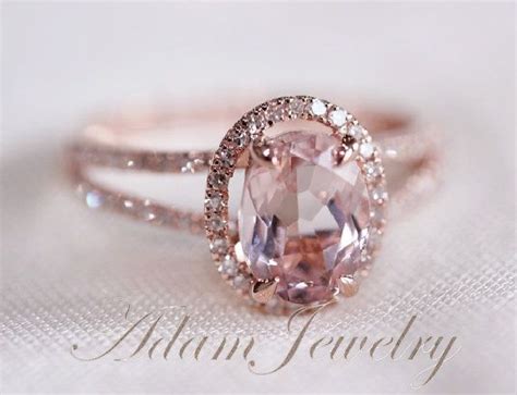 One Day Shipping Halo Oval Vs 6x8mm Morganite Ring By Adamjewelry