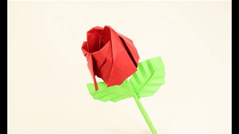 Rose Origami With Stem And Leafs Youtube