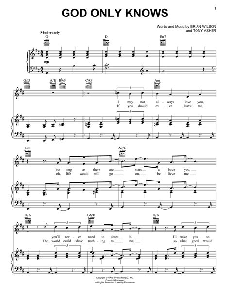 The Beach Boys God Only Knows Sheet Music And Printable Pdf Music