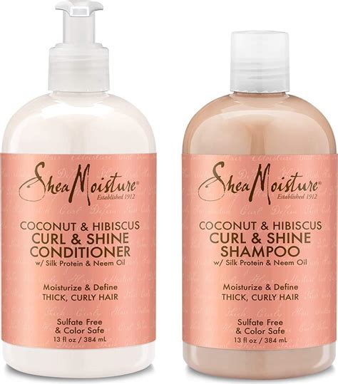 Shea Moisture Coconut And Hibiscus Curl And Shine Shampoo And Conditioner