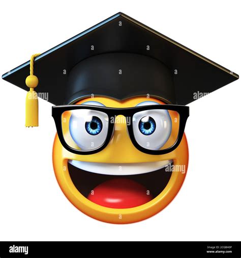 Emoji Graduate Student Isolated On White Backgroundemoticon Wearing