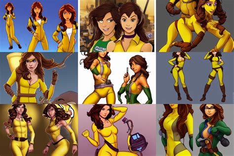 Krea Beautiful Brown Hair Female Reporter In A Yellow Jumpsuit Character April O Neil From