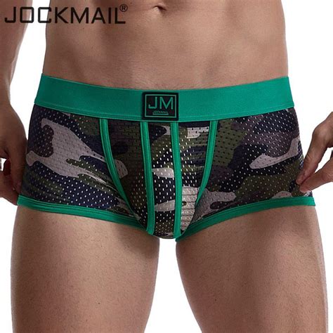 jockmail boxer men underwear men camouflage mesh underwear boxershorts men breathable gay sexy