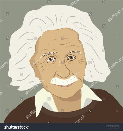 Vektor Stok Vector Portrait Albert Einstein Cartoon Style Tanpa