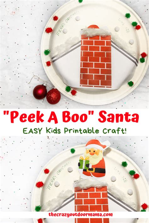 Fun Santa Craft For Kids Peek A Boo Santa Free