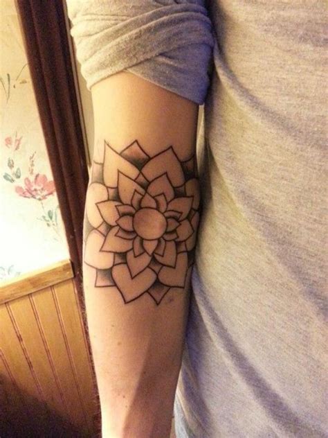 Geometric Tattoo Geometric Flower Tattoo Elbow Lotus Flower Elbow