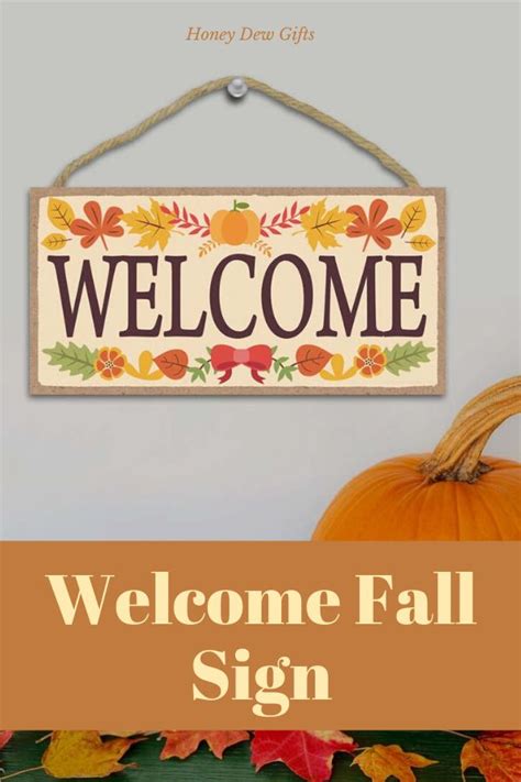Welcome Sign With Fall Leaves 5 X 10 Inch Hanging Signs Wall Art