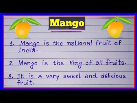 Lines On Mango In English Mango Lines My Favourite Fruit Mango Essay Essay On Mango