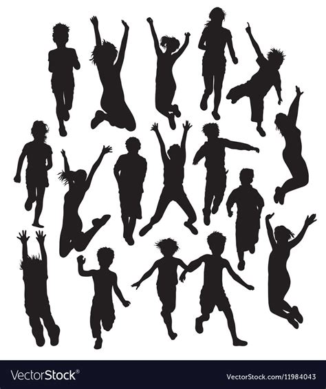 Silhouette Activities Children Playing Royalty Free Vector