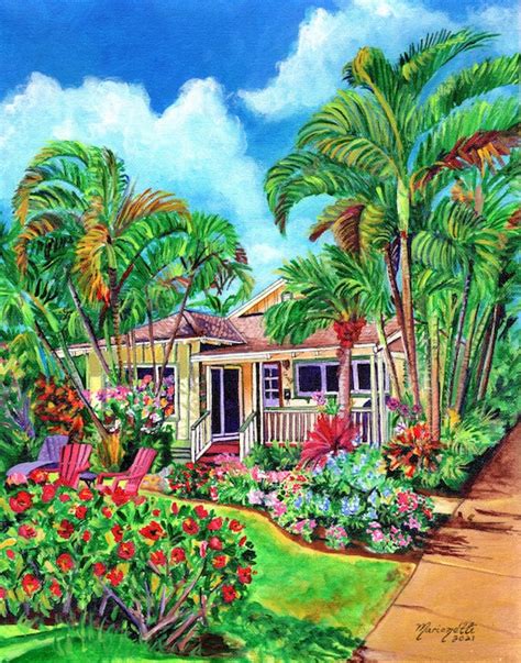 Prints Home Décor Kauai Plantation House Art Print Tropical Cottages