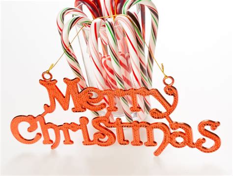 Candy Canes With Merry Christmas Sign Stock Image Image Of Chocolate