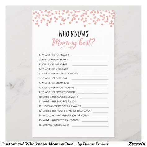 Customized Who Knows Mommy Best Baby Shower Game Baby