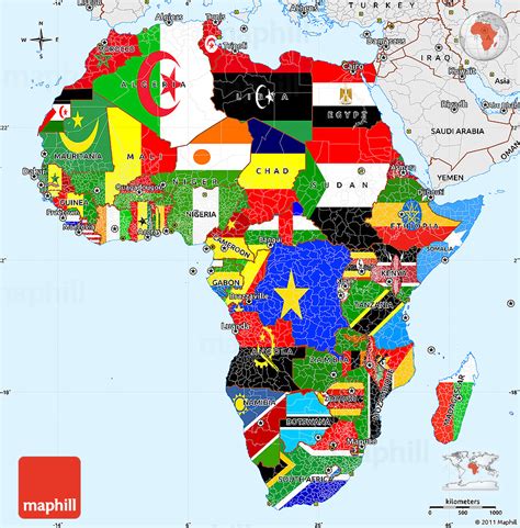 Flag Simple Map Of Africa Single Color Outside Borders And Labels