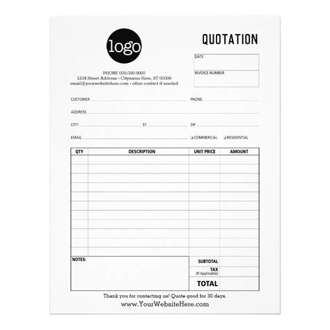 Form Business Quotation Invoice Or Sales Receipt Flyer In