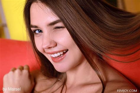 Hd Wallpaper Georgia Metart Brunette Smiling Winking Long Hair