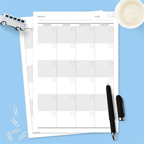 Undated Monthly Calendar Formal Design Template Printable Pdf Bank Home Com
