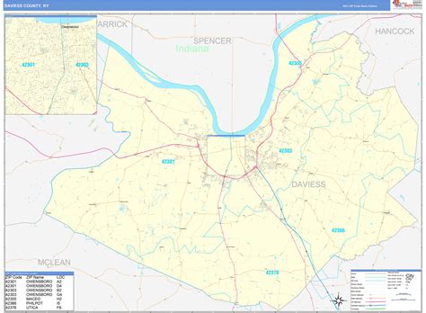 Daviess County, KY Zip Code Wall Map Basic Style by MarketMAPS