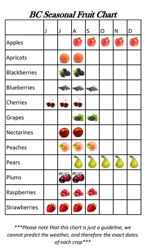 Fruit In Season Chart