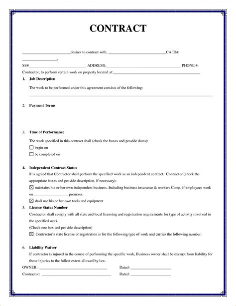 Simple Contract Agreement - simple contractor agreement template simple contract format By : li ...