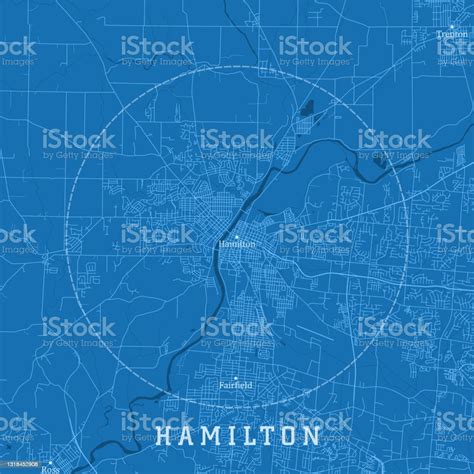 Vetores De Hamilton Oh City Vector Road Map Blue Text E Mais Imagens De