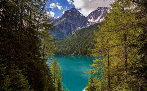 Landscape Nature Lake Italy Forest Mountains Clouds Alps Trees