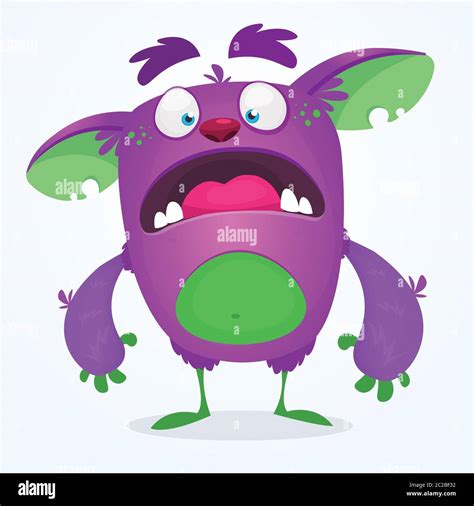Scared Funny Cartoon Monster Halloween Vector Illustration Stock