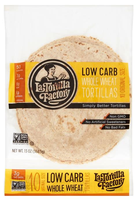 La Tortilla Low Carb Whole Wheat Tortillas Original 10 Tortillas