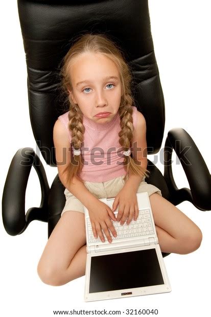 Sad Young Girl Laptop Sitting On Stock Photo 32160040 Shutterstock