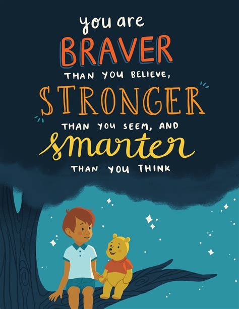 winnie the pooh quote you are stronger than you think canvas always remember you are braver
