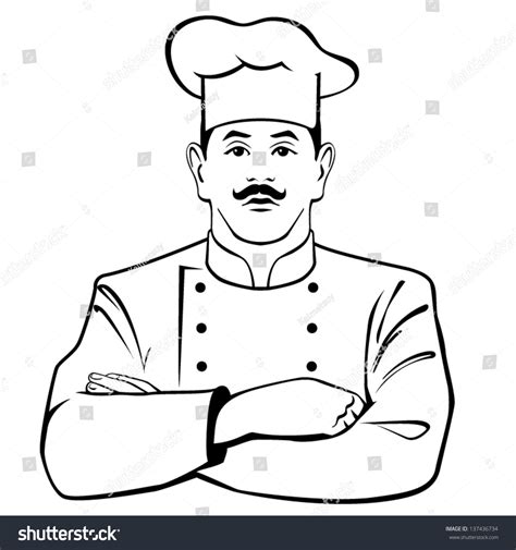 Black And White Illustration Od A Chef 137436734 Shutterstock