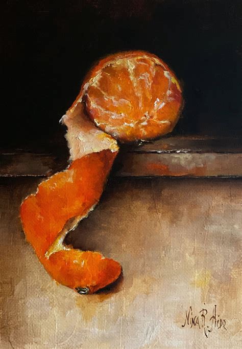 Original Oil Painting Peeled Clementine Still Life Fruit Small Etsy